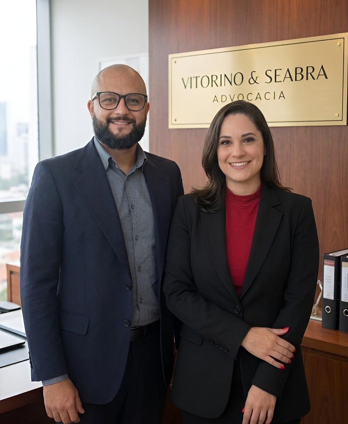 Sócios do escritório Vitorino & Seabra em seu escritório